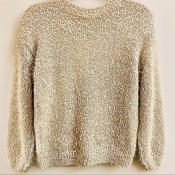 NWT Philosophy Cream and Tan Long Sleeve Knit Sweater Size Medium - Picture 2 of 8